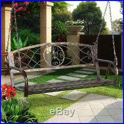 Fleur-De-Lis Iron Patio Hanging Porch Swing Chair Bench Seat Garden Furniture