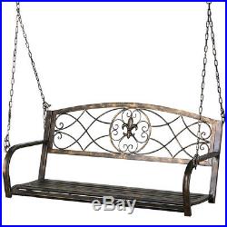 Fleur-De-Lis Iron Patio Hanging Porch Swing Chair Bench Seat Garden Furniture