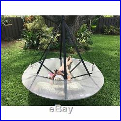Flowerhouse Flying Saucer Hanging Chair with Bird and Bug Net Silver FHFSSVR