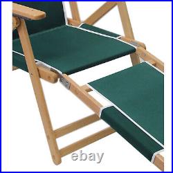 Foh Green Foldable Wood Frame Beach Chairs Outdoor Lounge Chair with Backrest
