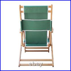 Foh Green Foldable Wood Frame Beach Chairs Outdoor Lounge Chair with Backrest