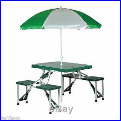Fold Up Portable Carry On Outdoor Suitcase Picnic Table 4 Seats Umbrella Yard