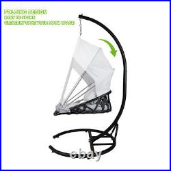 Foldable Hanging Egg Chair Outdoor Patio Hammock Swing Cushion Seat Canopy Stand
