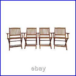Foldable Patio Dining Set, 4 Folding Chairs, Indoor and outdoor universal, Teak