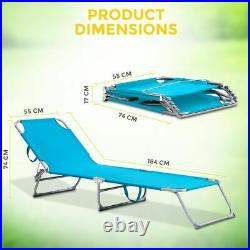Foldable Sun Lounger Adjustable Back Rest Garden Chair Relaxer Patio Textilene