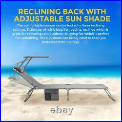 Foldable Sun Lounger Adjustable Back Rest Garden Chair Sunshade Patio Textilene