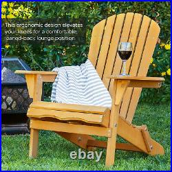 Foldable Wooden Adirondack Chair Outdoor Patio Furniture Lounge Seat Deck Pool