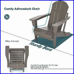 Folding Adirondack Chair For All-Weather Patio BBQ Outdoor Garden Lawn (Coffee)