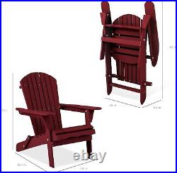 Folding Adirondack Chair Outdoor Wooden Accent Furniture Fire Pit Lounge Chairs