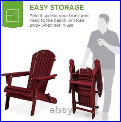 Folding Adirondack Chair Outdoor Wooden Accent Furniture Fire Pit Lounge Chairs