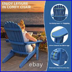 Folding Adirondack Chair Weather Resistant Resin Poly Fire Pit Chair for Outdoor