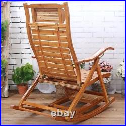 Folding Bamboo Recliner Rocking Chair Sofa Lounger Wide Seat Outdoor Indoor