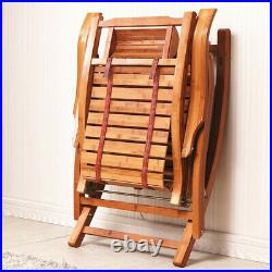 Folding Bamboo Recliner Rocking Chair Sofa Lounger Wide Seat Outdoor Indoor