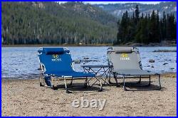 Folding Camping Cot, Lounge Chair, Sleeping Bed, 4-Reclining Position