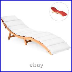 Folding Chaise Lounge Chair Sofa Outdoor Wood Bench Garden Patio with Cushion