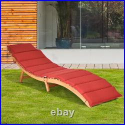 Folding Chaise Lounge Chair Sofa Outdoor Wood Bench Garden Patio with Cushion