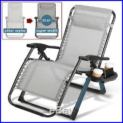 Folding Extra Wide Zero Gravity Chair Recliner Patio Pool Lounge Support 350lbs