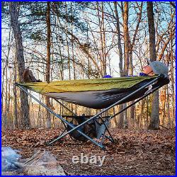 Folding Hammock Stand With Sunshade Portable Camping Bed Outdoor Sleeping Gear