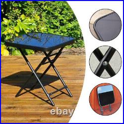 Folding Side Table Glass Top Small Side Stool Drink Coffee Garden Home Furniture