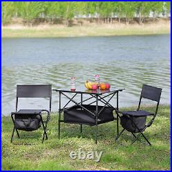 Folding Table and Chairs Set for Outdoor Camping Picnics BBQ Patio Black Gray