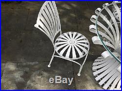 Francois Carre set of 4 spring steel chairs and table garden patio retro outdoor