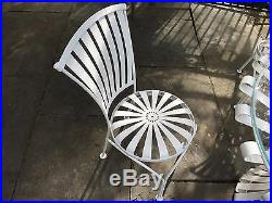 Francois Carre set of 4 spring steel chairs and table garden patio retro outdoor