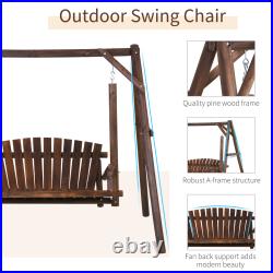 Freestanding Wood Adirondack Swing Rustic Farmhouse Style 2 Person