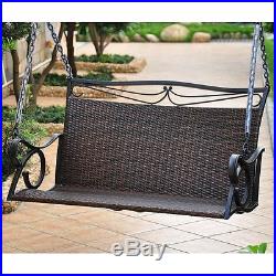 Front Porch Swing Hanging Loveseat 2 Person Outdoor Patio Home Garden Resin