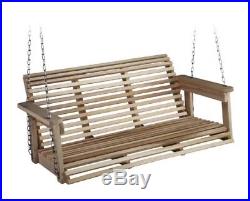 Front Porch Swing Outdoor Set Wooden Hanging Bench Patio Furniture Garden Decor