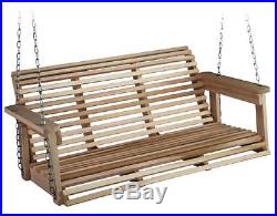 Front Porch Swing Set Outdoor Rustic Wooden Bench Wood Patio Chair 4 Foot Deck