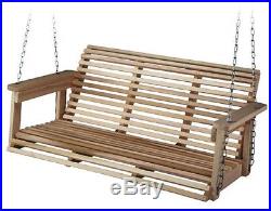 Front Porch Swing Set Outdoor Rustic Wooden Bench Wood Patio Chair 4 Foot Deck