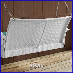 Front Porch Swing White Wicker With Cushions Outdoor Furniture Patio Garden