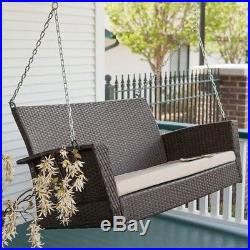 Front Porch Swing With Cushions On Sale Resin Wicker Loveseat Outdoor 2 Person