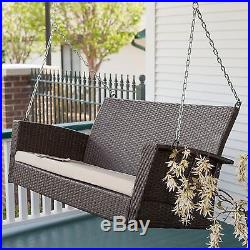 Front Porch Swing With Cushions Outdoor Hanging Bench Chair Patio Yard Furniture