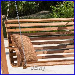 Front Porch Swing With Stand Hammock Chair 2 Person Wood Loveseat Pool Yard