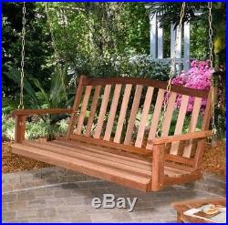 Front Porch Swing Wooden Garden Patio Deck Hanging Bench Outdoor 5 Ft Tree Seat