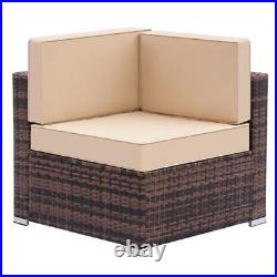 Fully Equipped Weaving Rattan Sofa Set with 2pcs Corner Sofas Brown Gradient