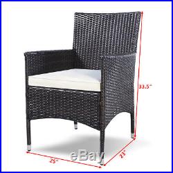 GOPLUS 2PC Chairs Outdoor Patio Rattan Wicker Dining Arm Seat With Cushions
