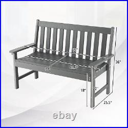 Garden Bench All-Weather HDPE 2-Person Outdoor Bench for Front Porch Backyard