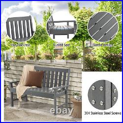 Garden Bench All-Weather HDPE 2-Person Outdoor Bench for Front Porch Backyard