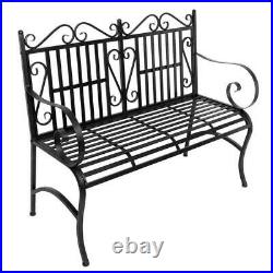 Garden Bench Metal Outdoor Patio Furniture Back Yard Iron Porch Seat Steel