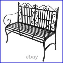 Garden Bench Metal Outdoor Patio Furniture Deck Chair Back Yard Iron Porch Seat