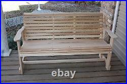 Garden Bench Outdoor Wooden Bench Cypress Unfinished Made In USA Choose a size