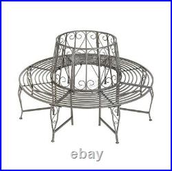 Garden Bench Tree Outdoor Steel Round Circular Seat Patio Comfort Sturdy Stable