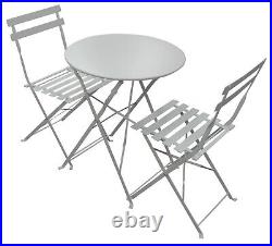Garden Bistro Set Matt Grey 3 Piece Outdoor Garden Set 2 Chairs & 1 Table Patio