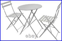 Garden Bistro Set Matt Grey 3 Piece Outdoor Garden Set 2 Chairs & 1 Table Patio