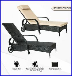 Garden Haven Rattan Lounger Reclining Sun Bed with Curved Arms