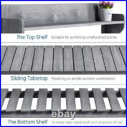 Garden Potting Bench Outdoor Work Table Wooden Work Station Table withSliding Gray