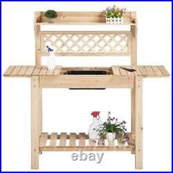 Garden Potting Bench Table withSliding Tabletop Workstation withRemovable Sink