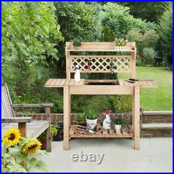 Garden Potting Bench Table withSliding Tabletop Workstation withRemovable Sink